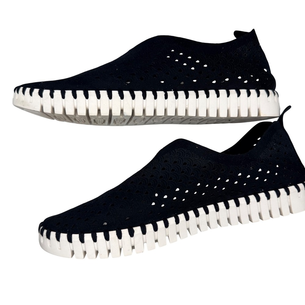 Ilse Jacobsen Tulip 139 Black Laser Cut Slip On Sneakers Women 37 Shoes Scandi